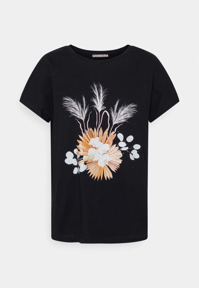 T-Shirt ANNA FIELD Anna Field Print T-shirt Noir Femme | EON-1654499